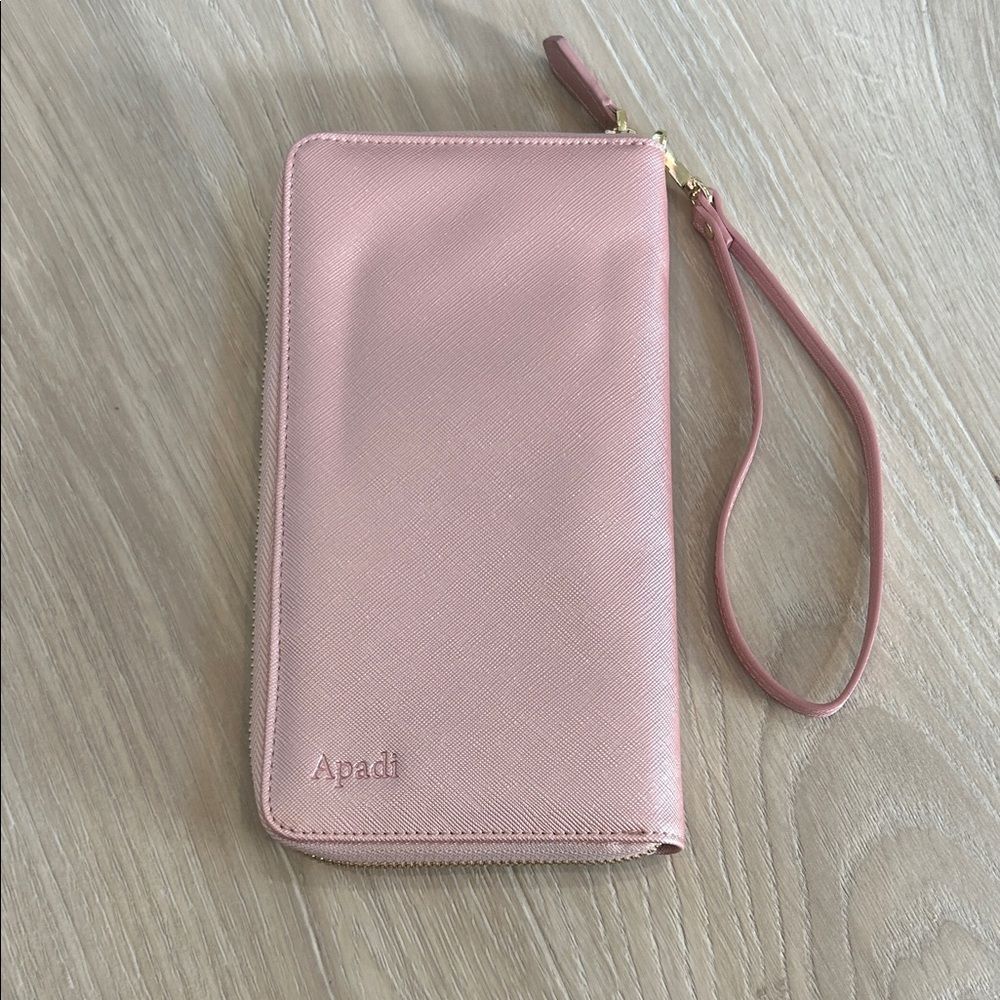 NEW Without Tags, Apadi Pink Women's RFID Wristlet Passport Wallet